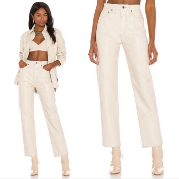 Agolde Pants - Agolde Recycled Leather 90's Pinch Waist Pants in Powder
Size 25 New NWT